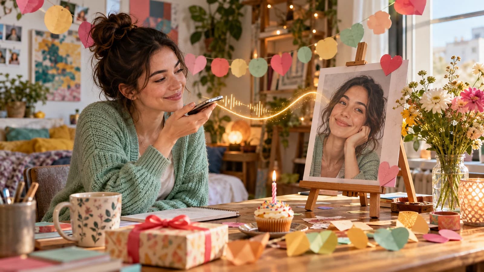 Personal birthday message made from a portrait and voice recording
