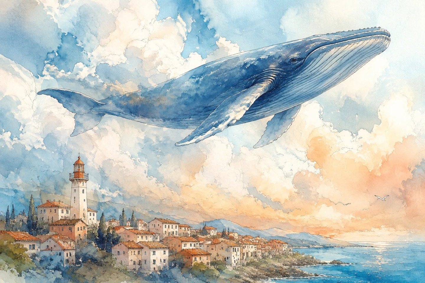 Watercolor whale