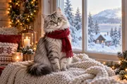 Cozy Christmas cat