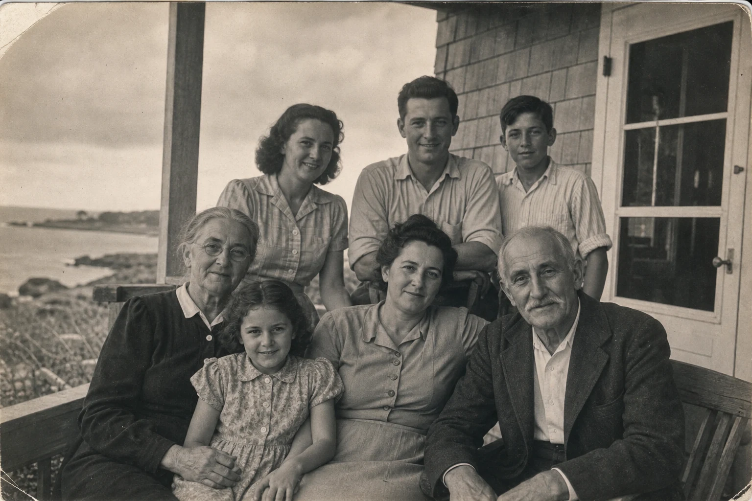 An archival family photograph prepared for subtle old photo animation