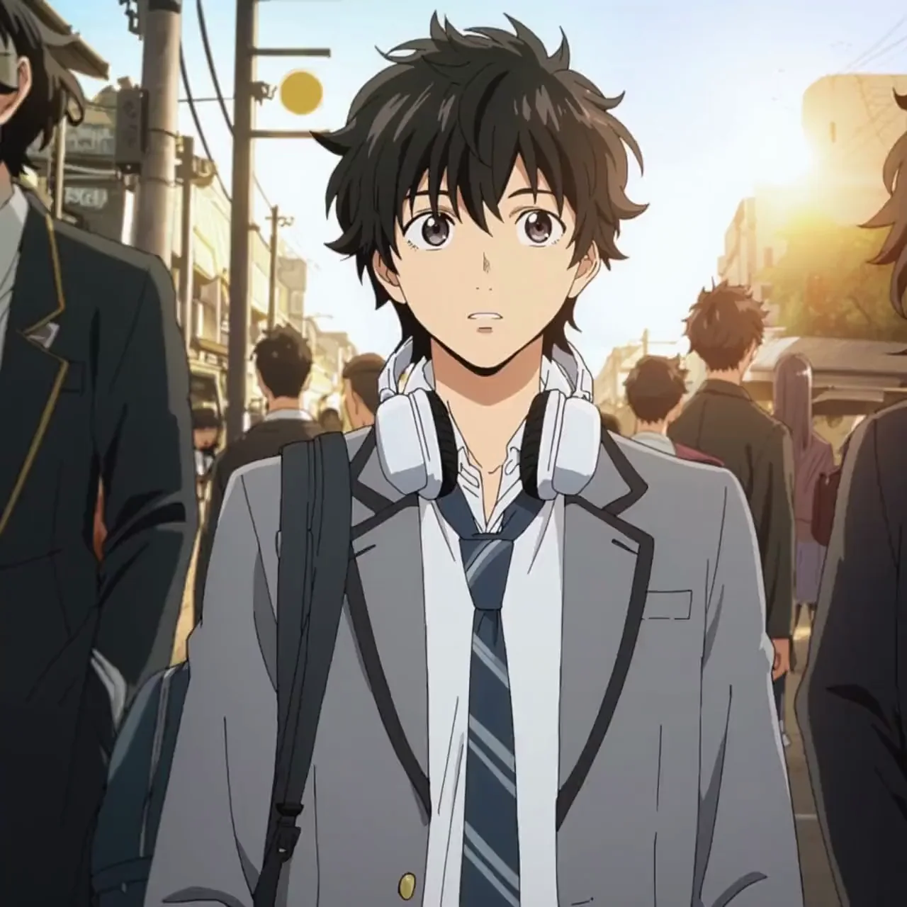 Anime street illustration animated into a character shot