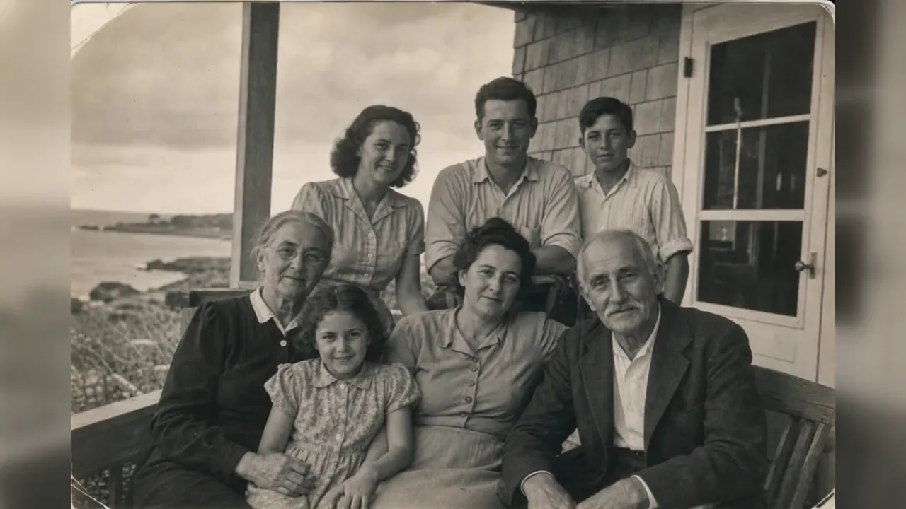 Archival family photograph animated without adding new eyewear or gestures