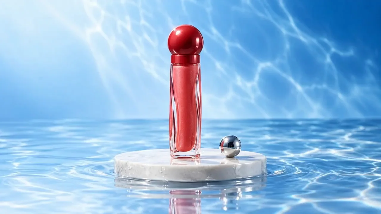 Coral lip gloss showcase