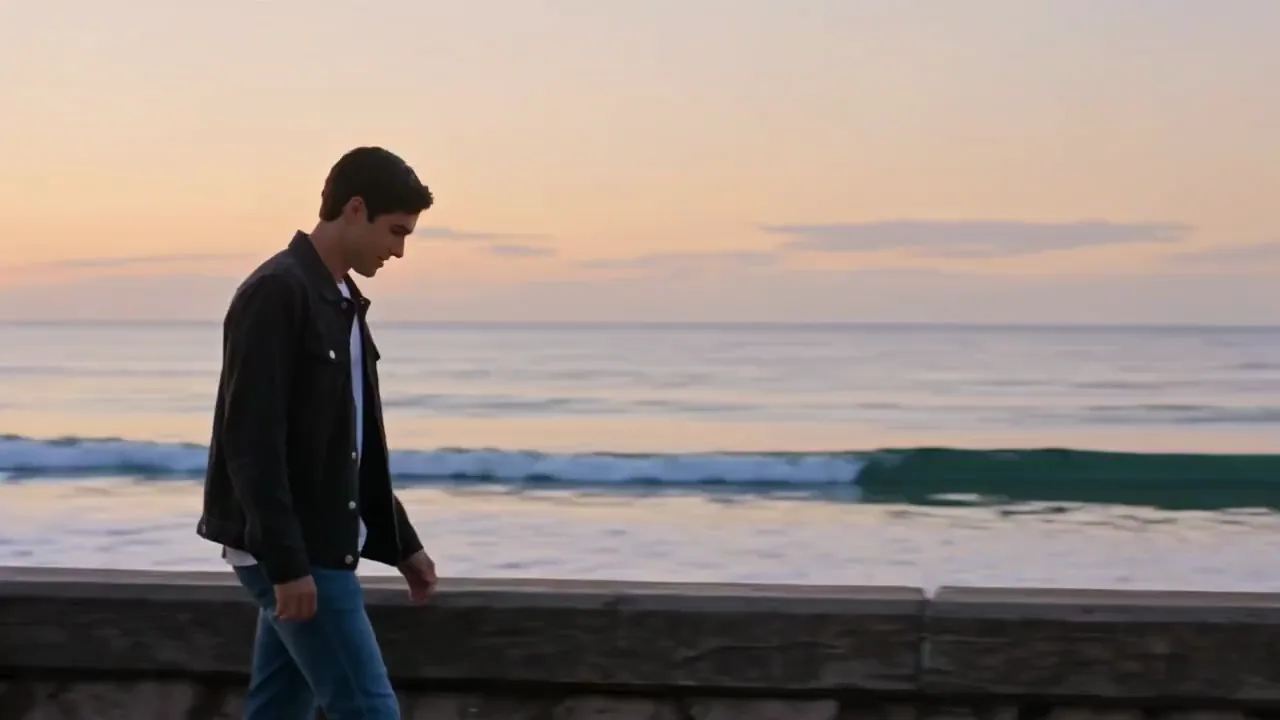 Cinematic beach story shaped around distinct opening and ending moments