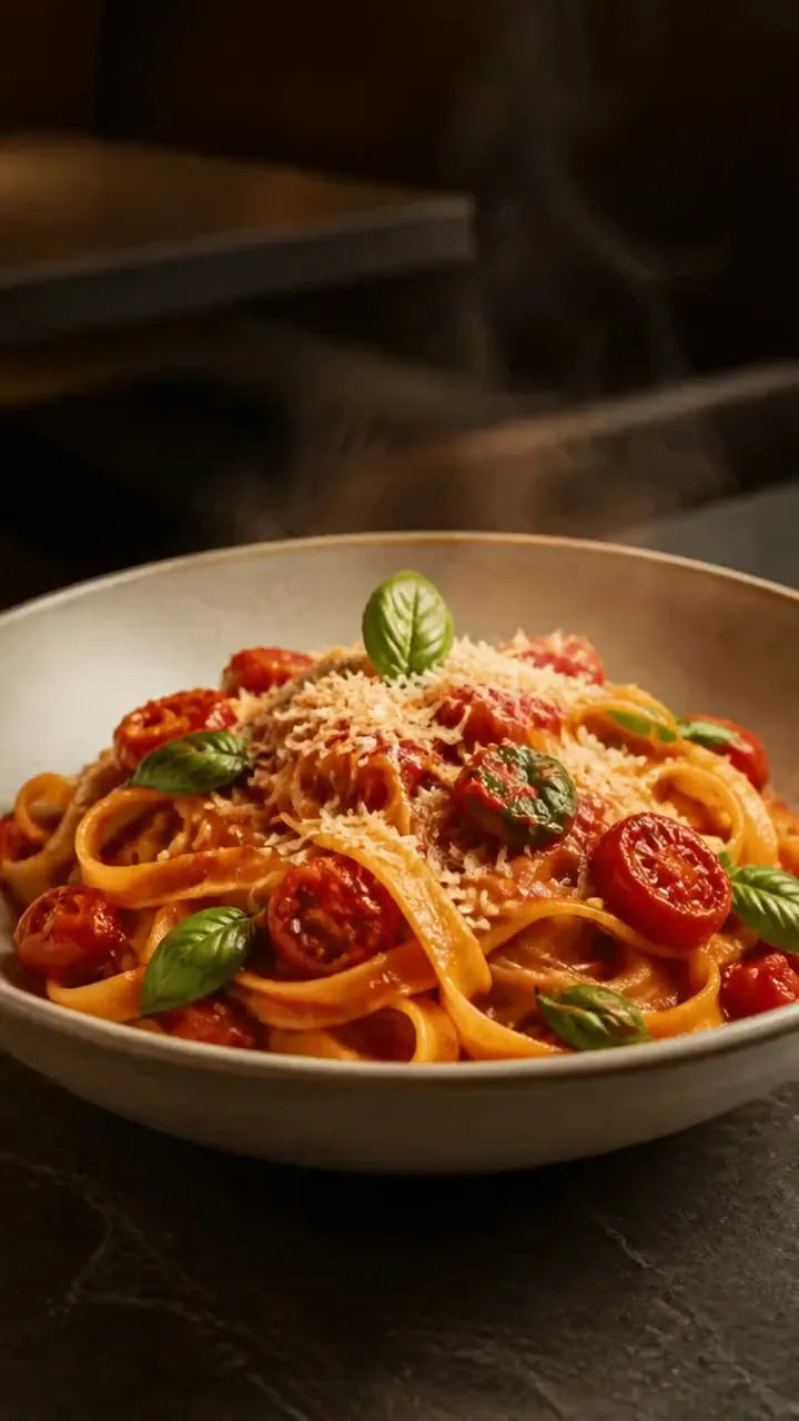 Pasta photo animated into a short appetizing food video
