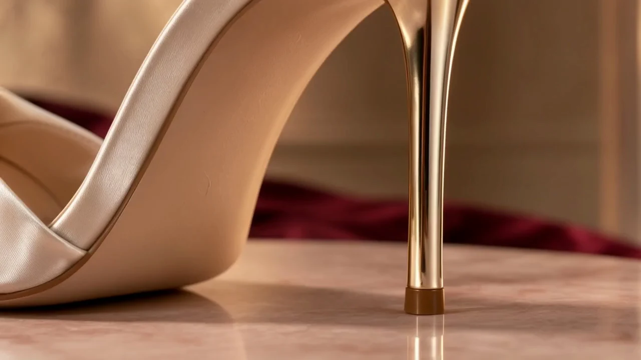 Pearl satin heel · two shots