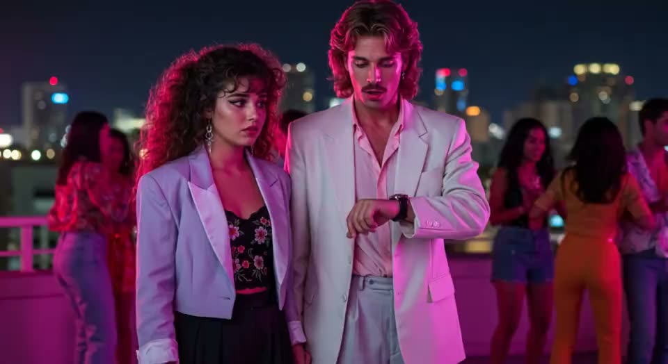 Neon rooftop Spotify Canvas video example
